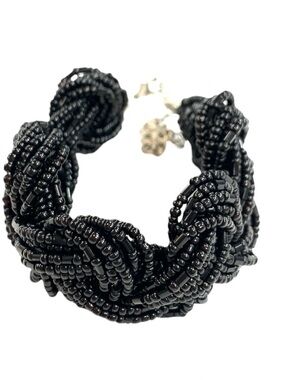 Black Beaded Knot Bracelet